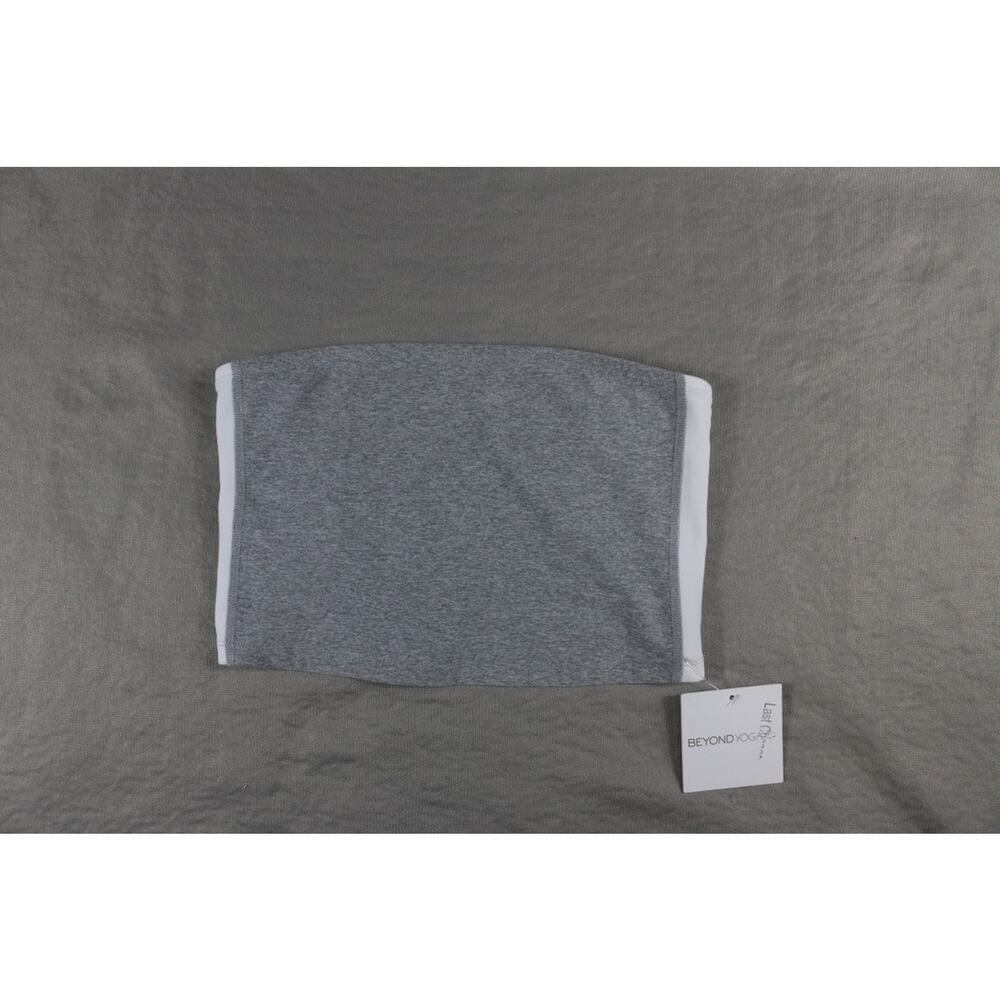 New Beyond Yoga Top Small Gray White Space Dye Strapless Stripe Crop Tube